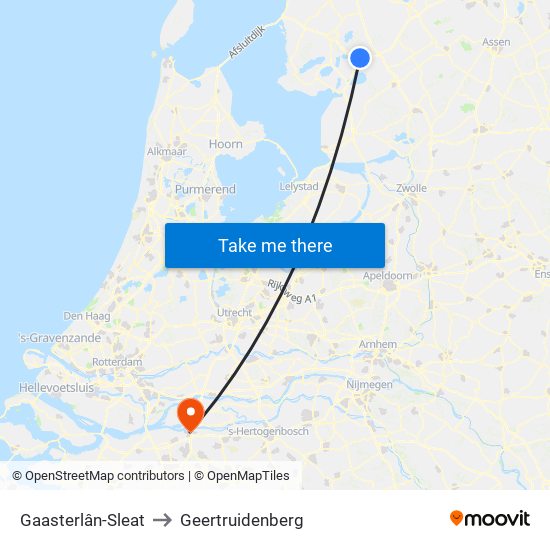 Gaasterlân-Sleat to Geertruidenberg map