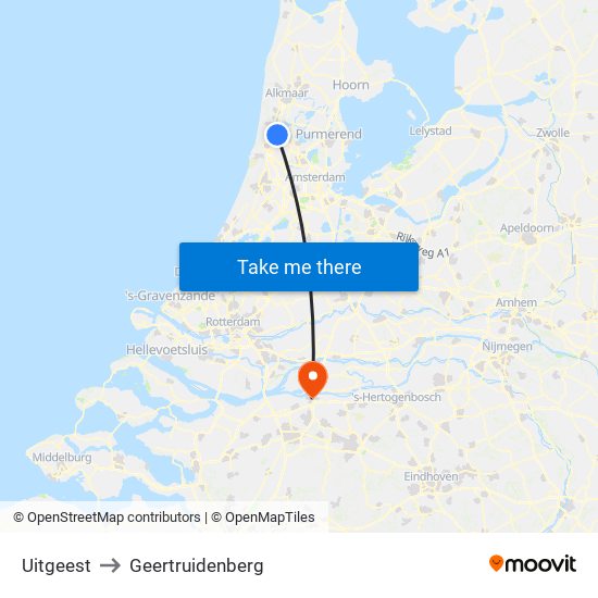 Uitgeest to Geertruidenberg map