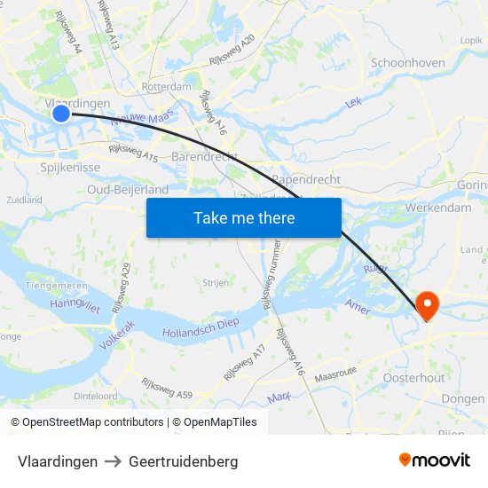 Vlaardingen to Geertruidenberg map