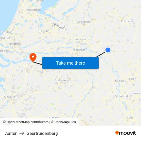 Aalten to Geertruidenberg map