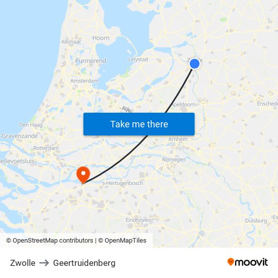 Zwolle to Geertruidenberg map