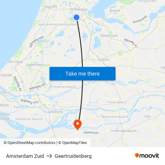 Amsterdam Zuid to Geertruidenberg map