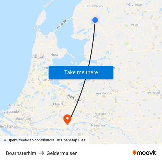 Boarnsterhim to Geldermalsen map