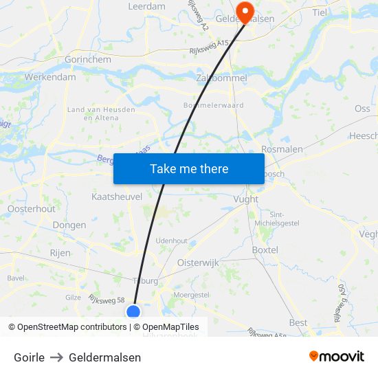 Goirle to Geldermalsen map