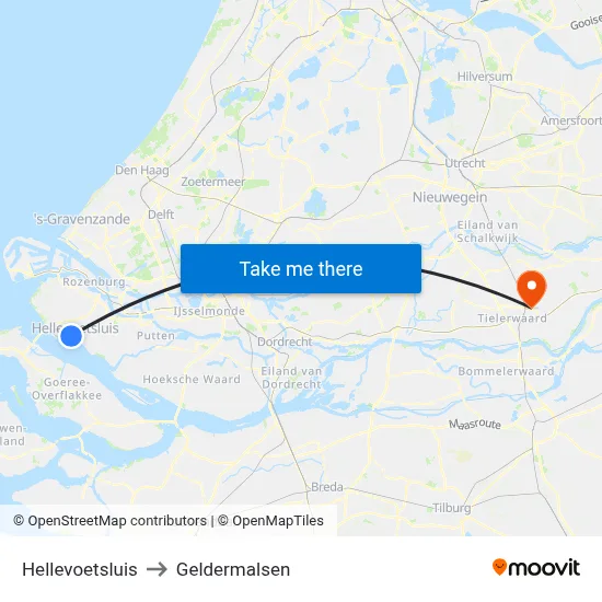 Hellevoetsluis to Geldermalsen map