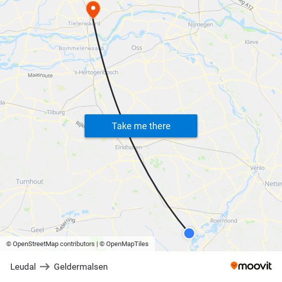 Leudal to Geldermalsen map