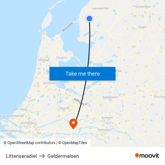 Littenseradiel to Geldermalsen map