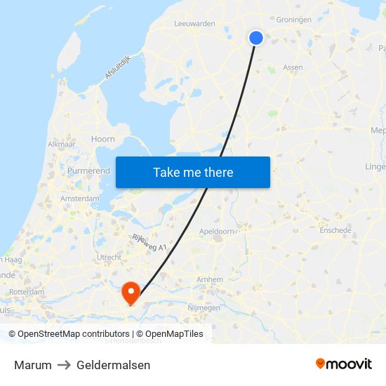 Marum to Geldermalsen map