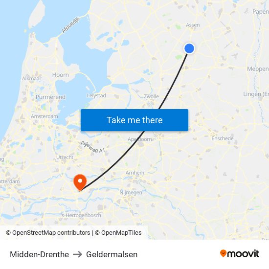 Midden-Drenthe to Geldermalsen map