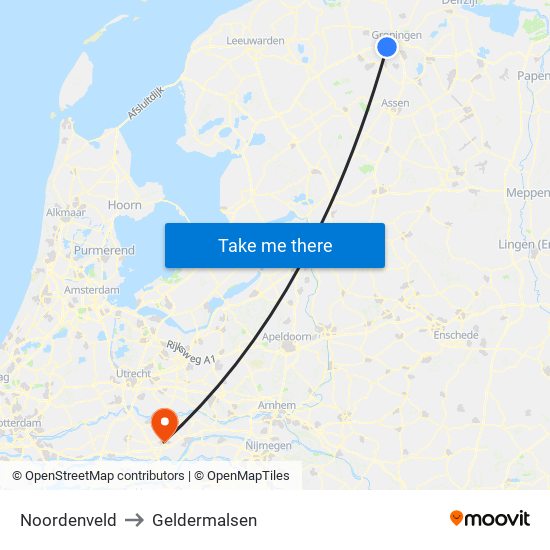 Noordenveld to Geldermalsen map