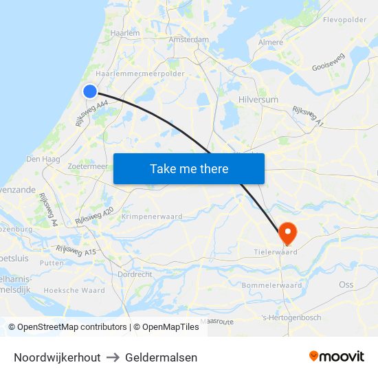 Noordwijkerhout to Geldermalsen map