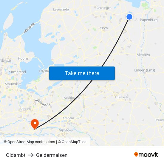 Oldambt to Geldermalsen map