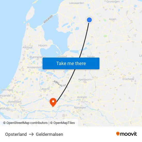 Opsterland to Geldermalsen map