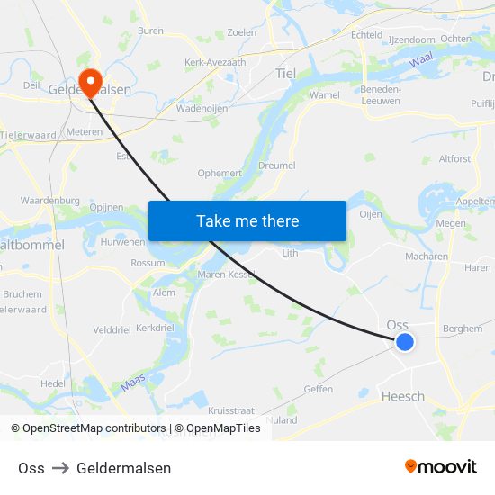 Oss to Geldermalsen map