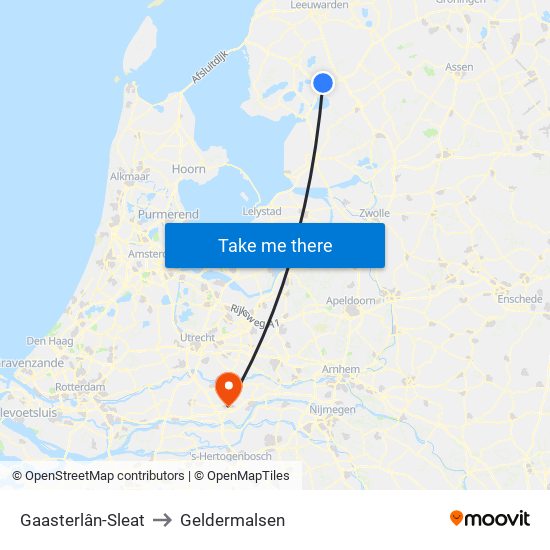 Gaasterlân-Sleat to Geldermalsen map