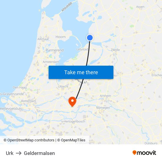 Urk to Geldermalsen map