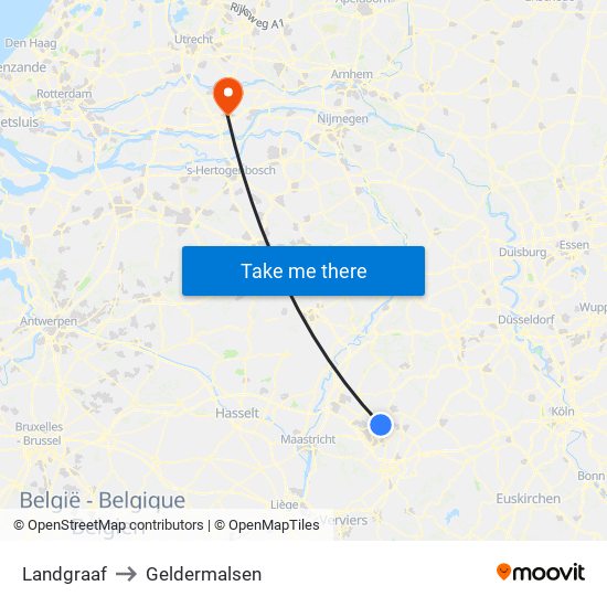 Landgraaf to Geldermalsen map