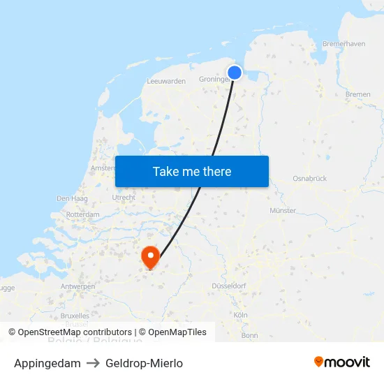 Appingedam to Geldrop-Mierlo map