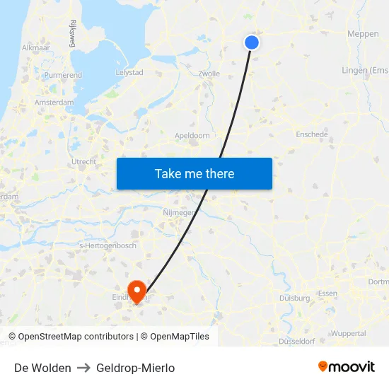 De Wolden to Geldrop-Mierlo map
