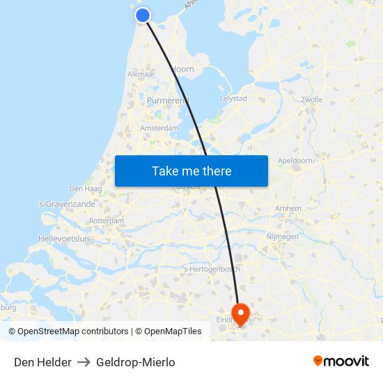 Den Helder to Geldrop-Mierlo map