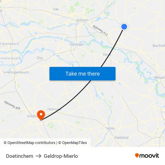 Doetinchem to Geldrop-Mierlo map