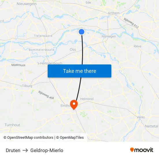 Druten to Geldrop-Mierlo map