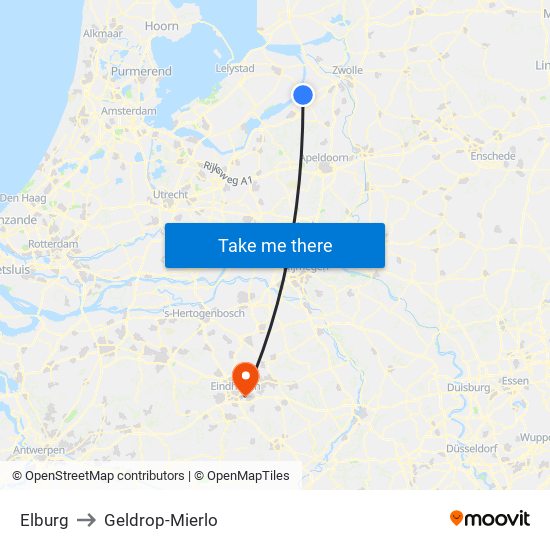 Elburg to Geldrop-Mierlo map