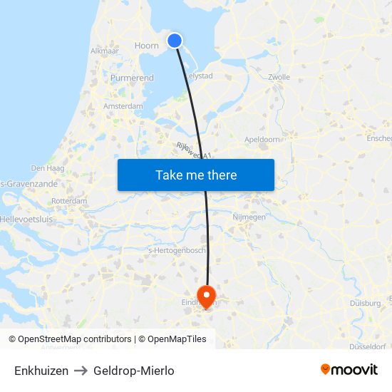 Enkhuizen to Geldrop-Mierlo map