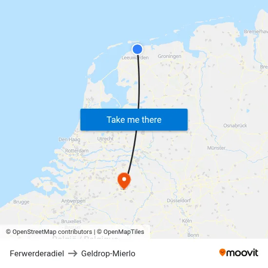 Ferwerderadiel to Geldrop-Mierlo map