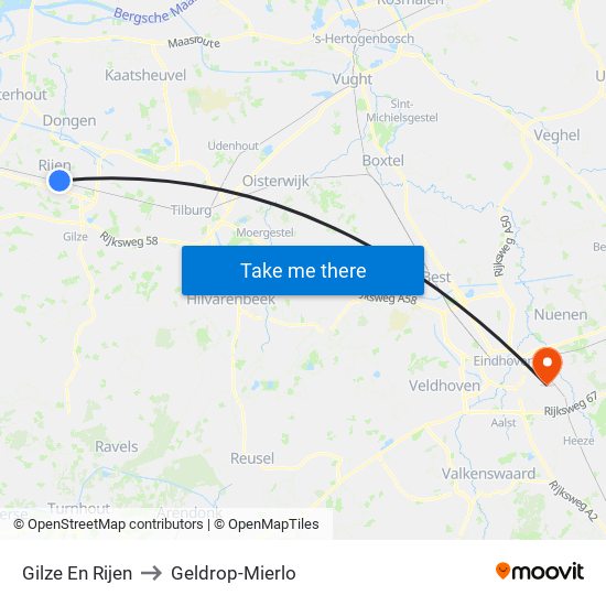 Gilze En Rijen to Geldrop-Mierlo map