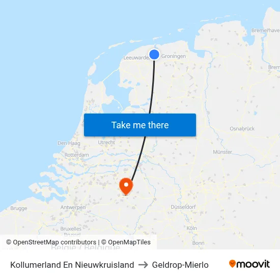 Kollumerland En Nieuwkruisland to Geldrop-Mierlo map