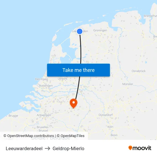 Leeuwarderadeel to Geldrop-Mierlo map