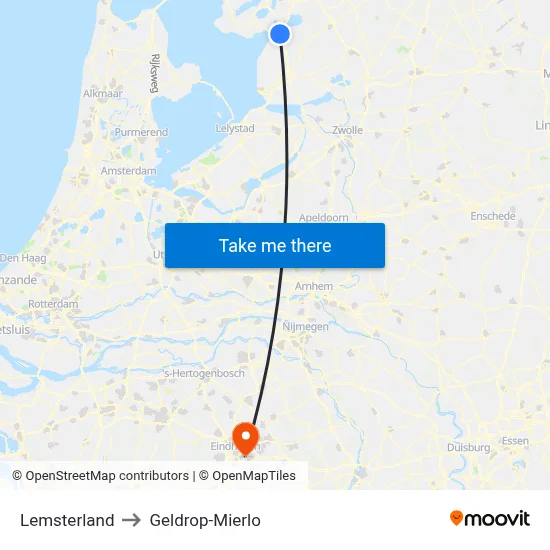 Lemsterland to Geldrop-Mierlo map