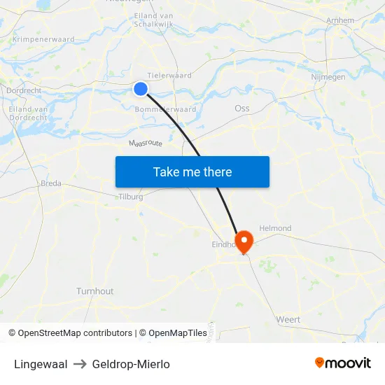 Lingewaal to Geldrop-Mierlo map