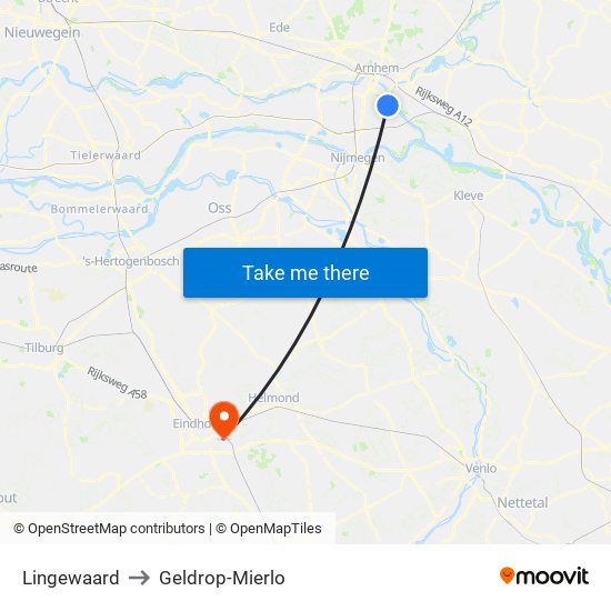 Lingewaard to Geldrop-Mierlo map