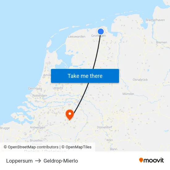 Loppersum to Geldrop-Mierlo map