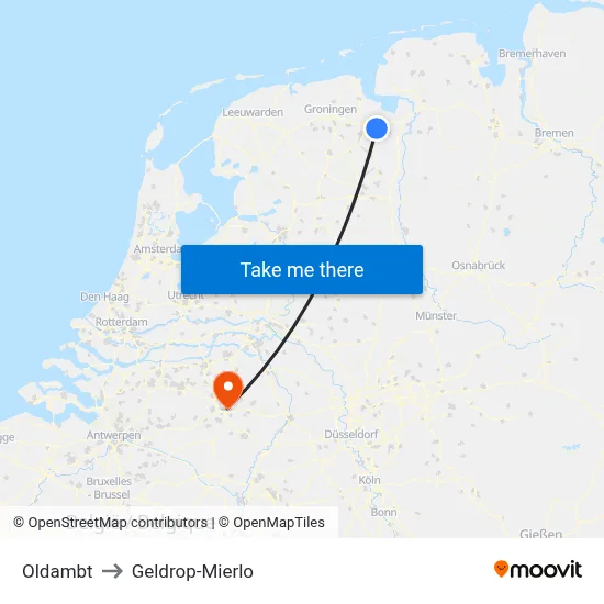 Oldambt to Geldrop-Mierlo map