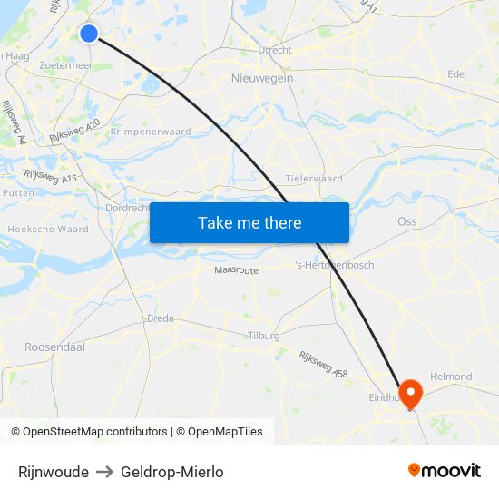 Rijnwoude to Geldrop-Mierlo map