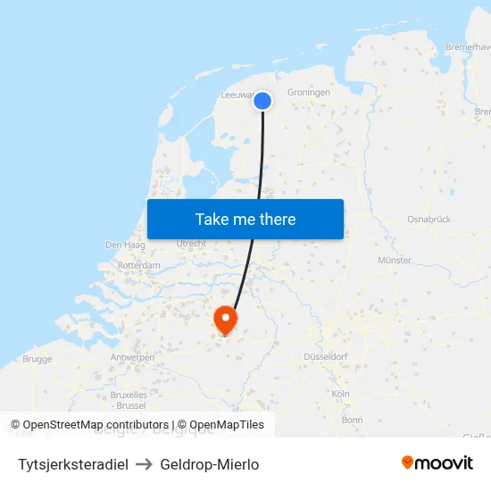 Tytsjerksteradiel to Geldrop-Mierlo map