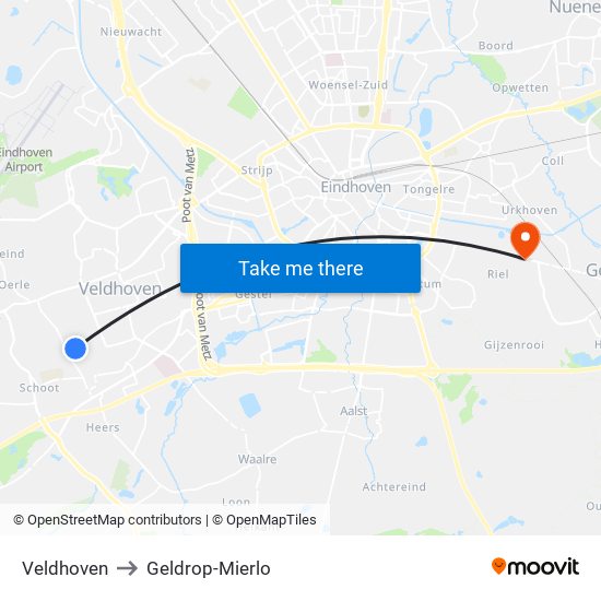 Veldhoven to Geldrop-Mierlo map