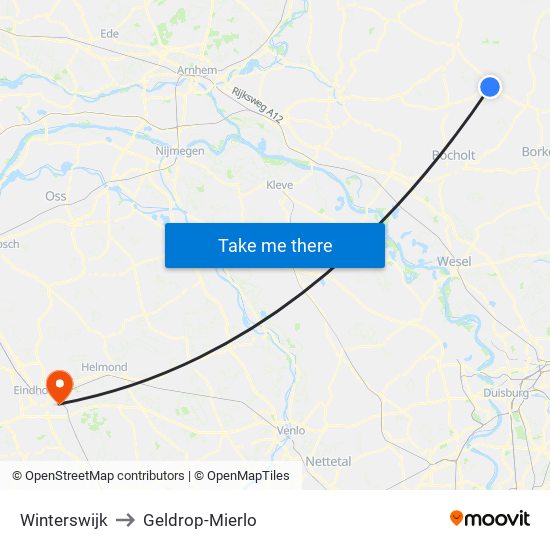 Winterswijk to Geldrop-Mierlo map