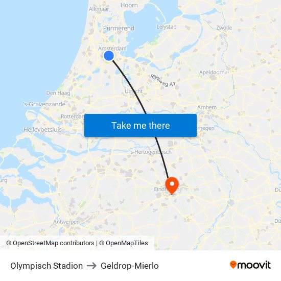 Olympisch Stadion to Geldrop-Mierlo map