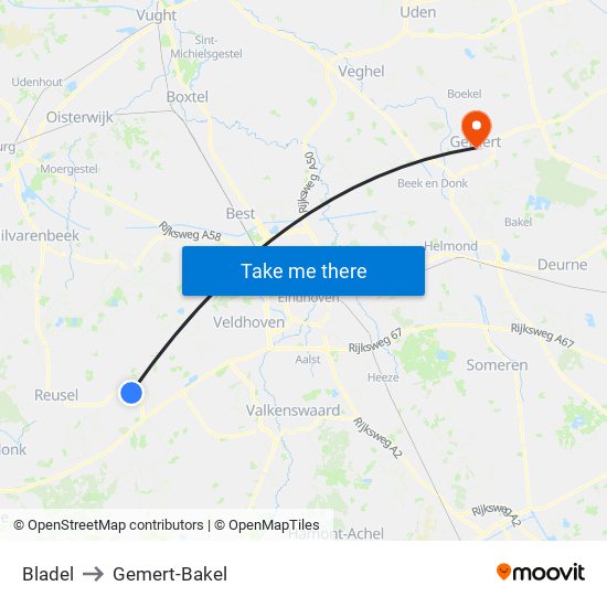 Bladel to Gemert-Bakel map