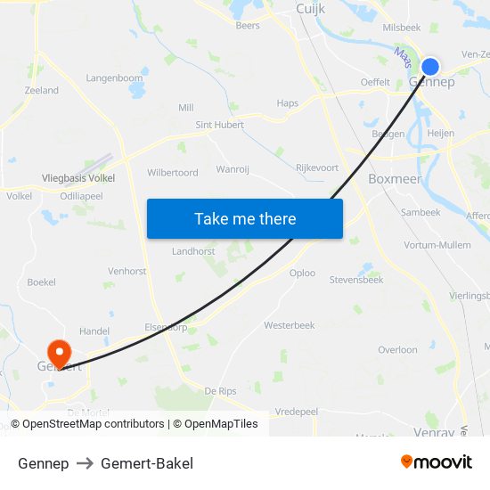 Gennep to Gemert-Bakel map