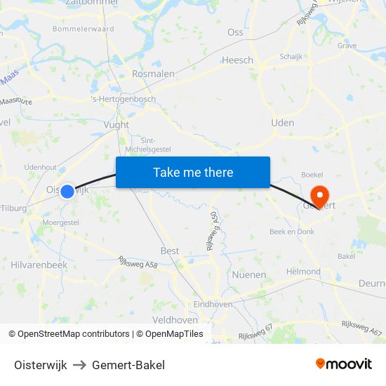 Oisterwijk to Gemert-Bakel map