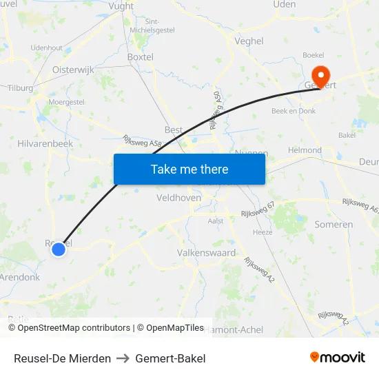 Reusel-De Mierden to Gemert-Bakel map