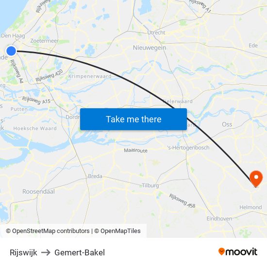 Rijswijk to Gemert-Bakel map