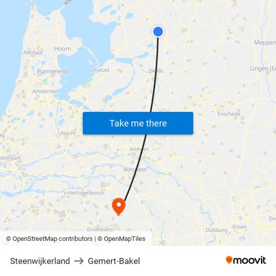 Steenwijkerland to Gemert-Bakel map