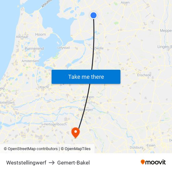 Weststellingwerf to Gemert-Bakel map