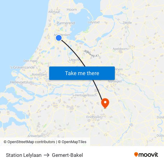 Station Lelylaan to Gemert-Bakel map